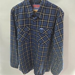 DIXXON  The McKenzie Navy and Black Plaid Men’s Large
